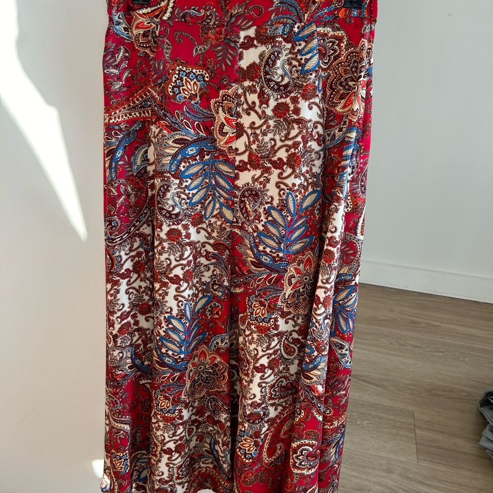 Zara Red and Blue Paisley Maxi Skirt